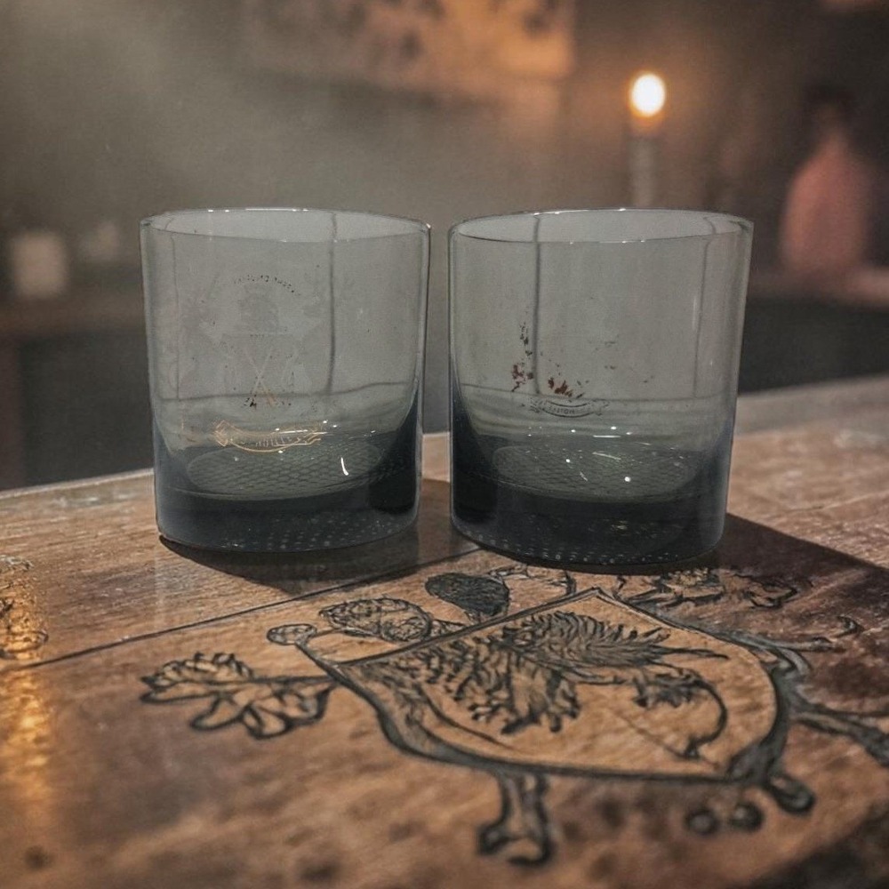 Ardchoille Scotch Rock Glasses, Set of 2, Lowball Tumblers, Coat Of Arms Design